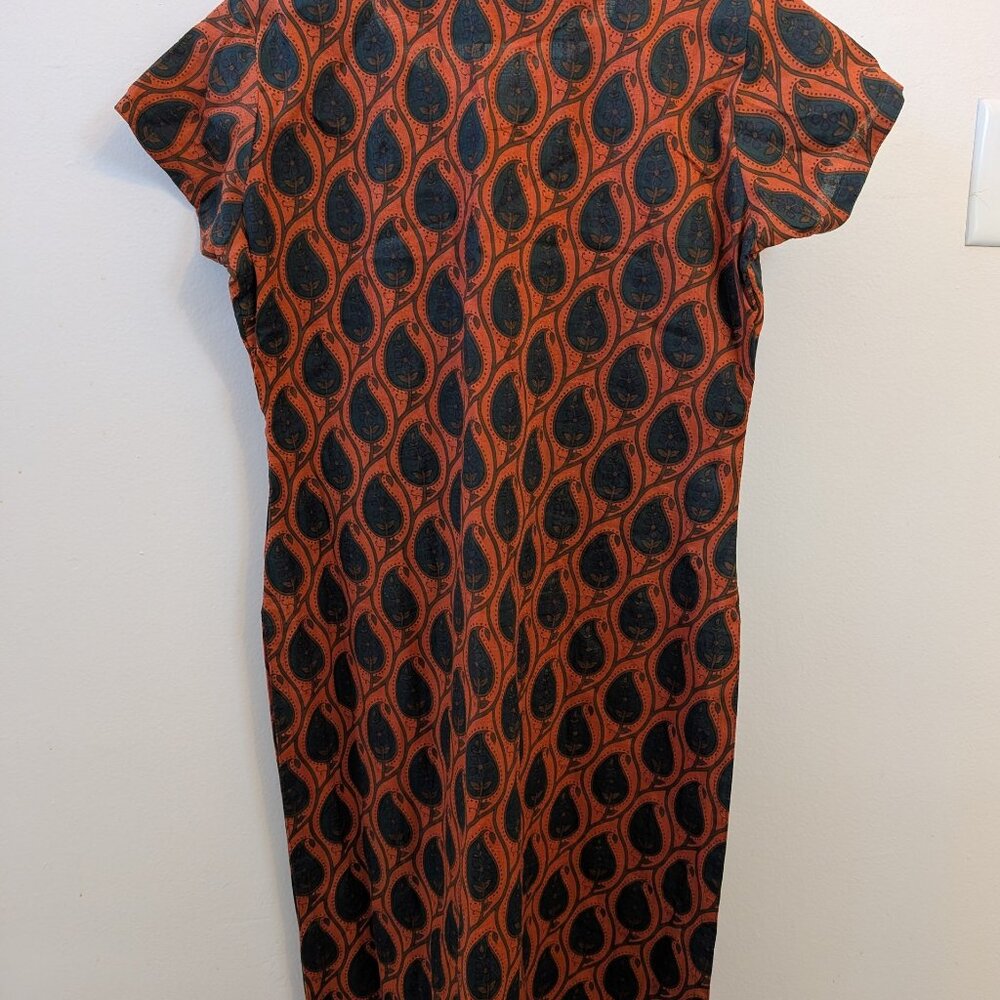 Rust Orange Tunic With Leaf/Flower Pattern - image 2